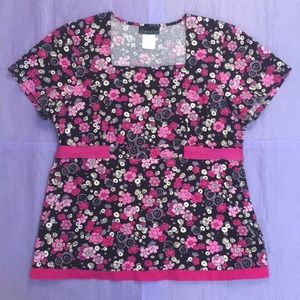 Cherokee Floral Scrub Top Size Medium